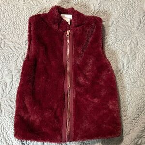 LITTLE LASS Burgundy Faux Fur Vest with Zipper Size 5 (Girls)